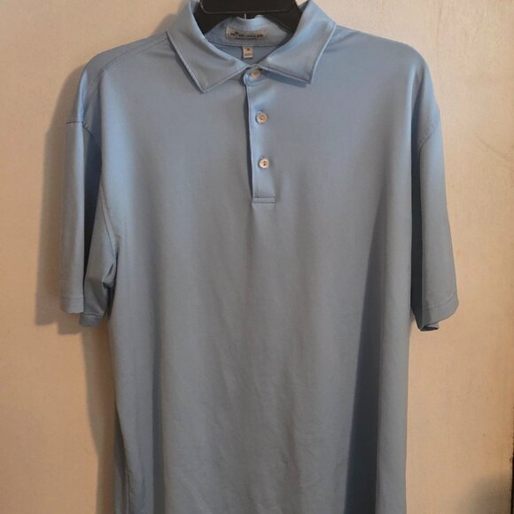 Peter Millar Golf Polo M Maya Blue Summer Comfort Performance Grandover Logo - Picture 1 of 7